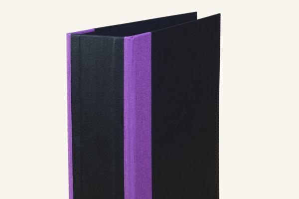 black folder with purple edges